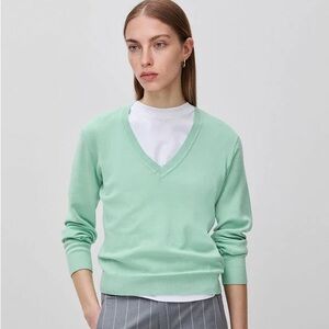 Vintage Greencrest Mint V-Neck Sweater - Mint Green 100% Cotton